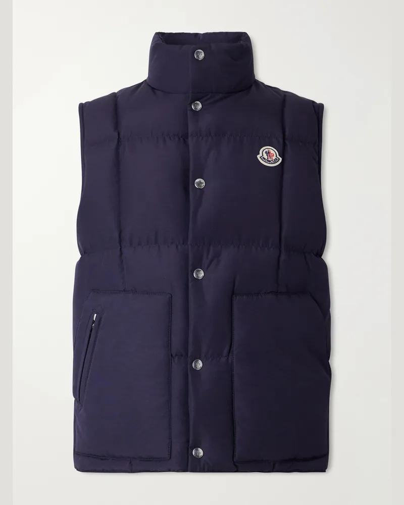 Moncler Brumellune Logo-Appliquéd Quilted Shell Down Gilet Blue