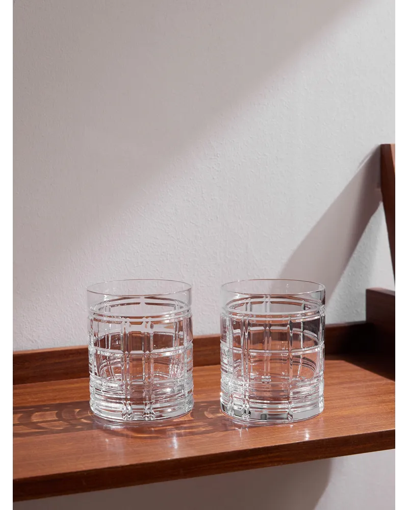 Ralph Lauren Home Hudson Plaid Set aus zwei Double-Old-Fashioned-Gläsern aus Kristallglas Neutral