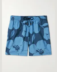 Canali Gerade geschnittene mittellange Badeshorts mit Blumenprint Blau