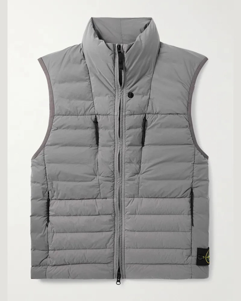 Stone Island Daunenweste aus gestepptem Stretch-Shell mit Logodetail Grau