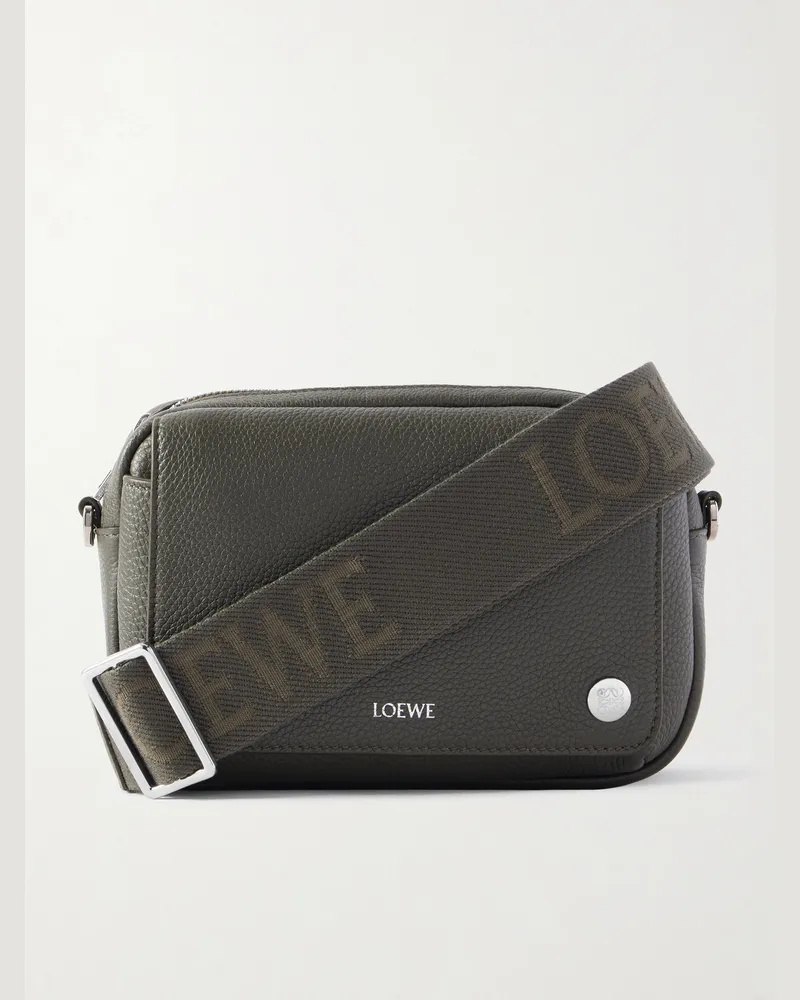 Loewe Pebble Full-Grain Leather Messenger Bag Green