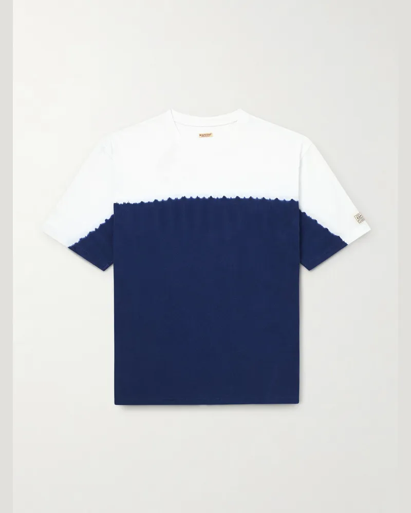 KAPITAL Ice Fishing Printed Cotton-Jersey T-Shirt Blue