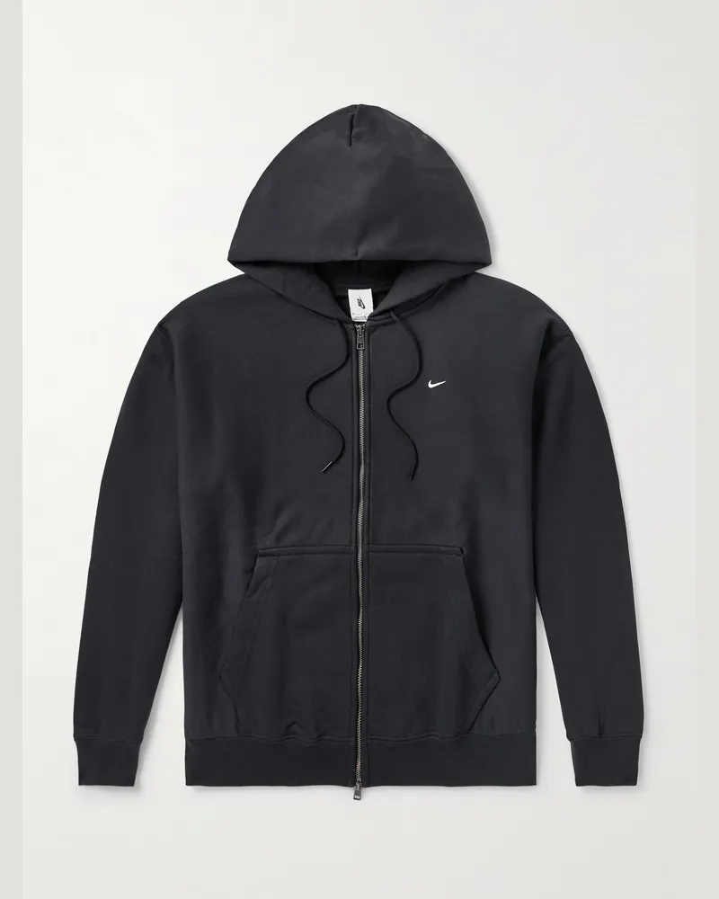 Nike Solo Swoosh Kapuzenjacke aus Jersey aus einer Baumwollmischung mit Logostickerei Schwarz