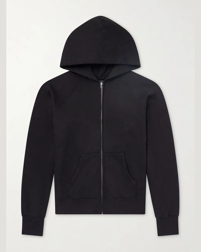 LES TIEN Cotton-Jersey Zip-Up Hoodie Black