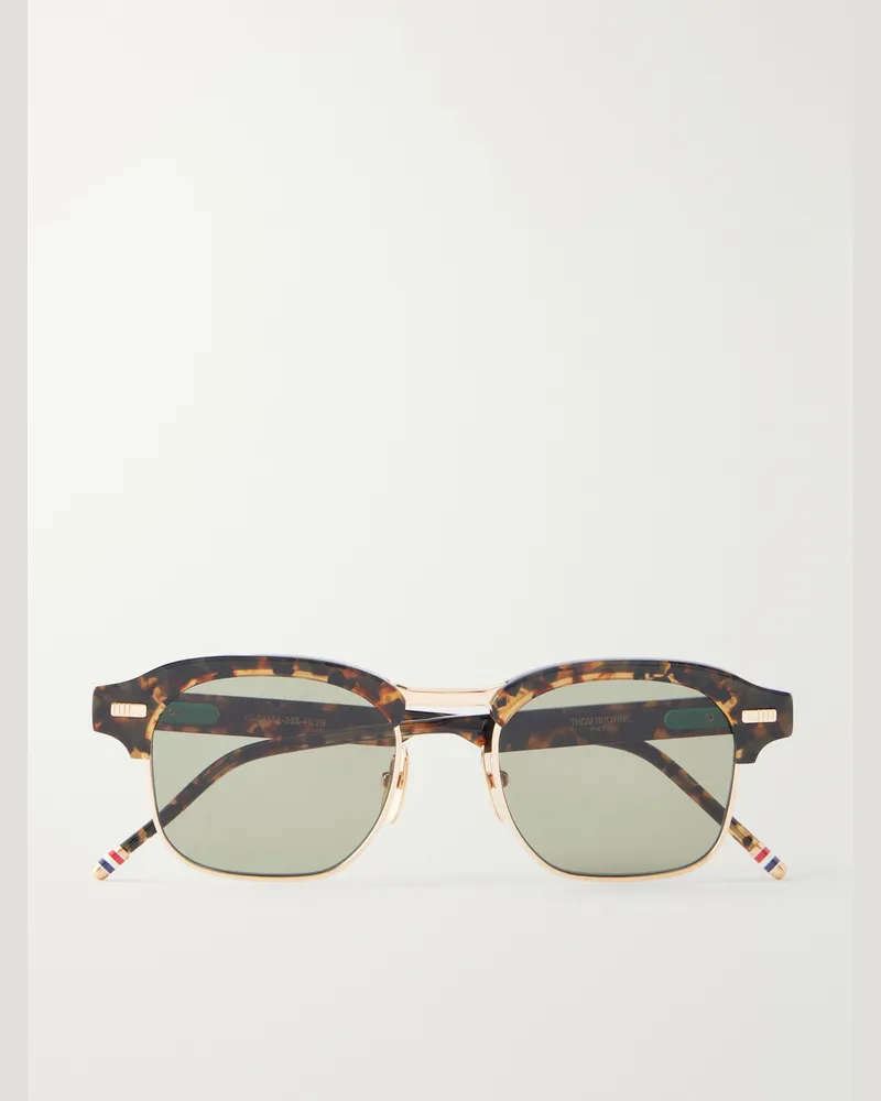 Thom Browne D-Frame Tortoiseshell Acetate and Gold-Plated Titanium Sunglasses Tortoiseshell