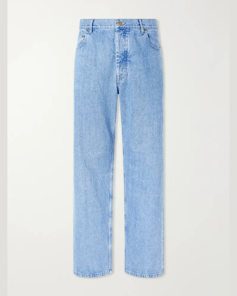 Thom Browne Cinch-Back Wide-Leg Jeans Blue