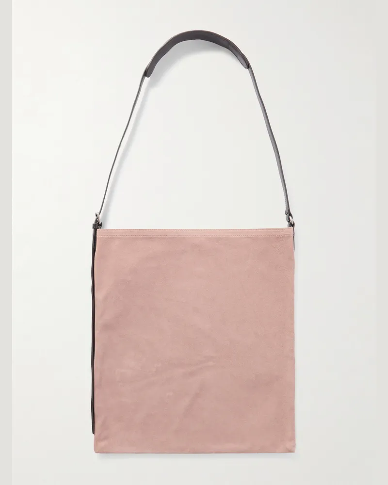 Dries van Noten Tote aus Veloursleder mit Lederbesatz Pink