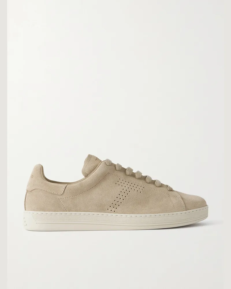 Tom Ford Warwick Sneakers aus Veloursleder mit Perforationen Braun