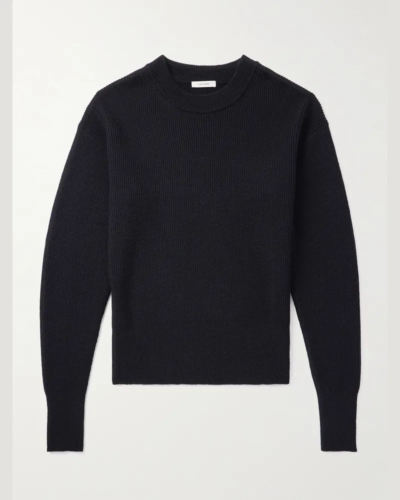 Christophe Lemaire Pullover aus Schurwolle in Rippstrick Schwarz