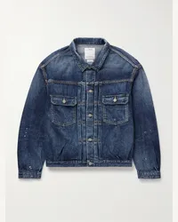 Visvim Social Sculpture 101 Jeansjacke mit Farbspritzern Blau