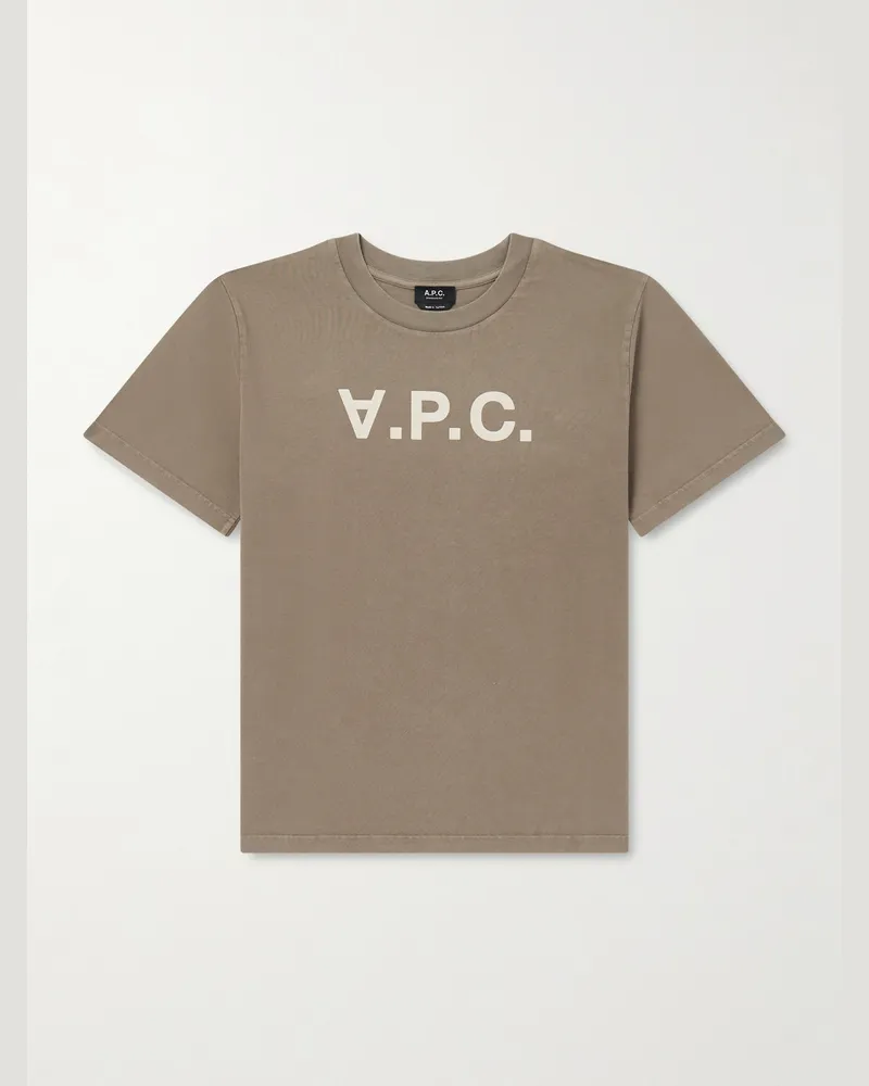 A.P.C. Standard Grand VPC T-Shirt aus Biobaumwoll-Jersey mit Logoflockdruck Grün