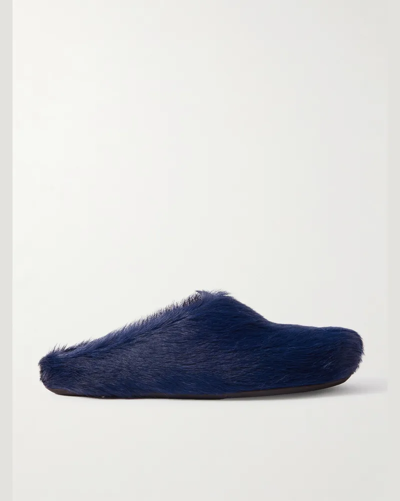 Marni Fussbett Slippers aus Kalbshaar Blau