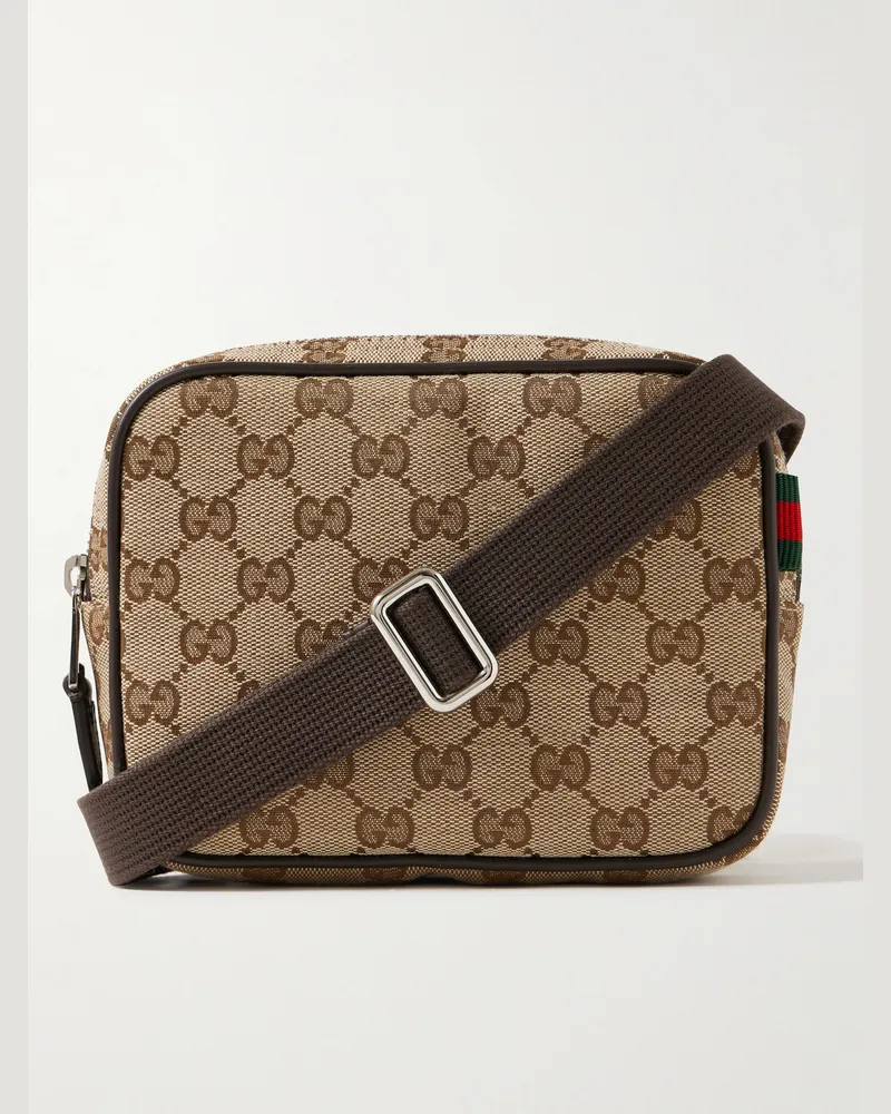 Gucci Neo Original Umhängetasche aus Canvas mit Logomuster und Lederbesatz Braun