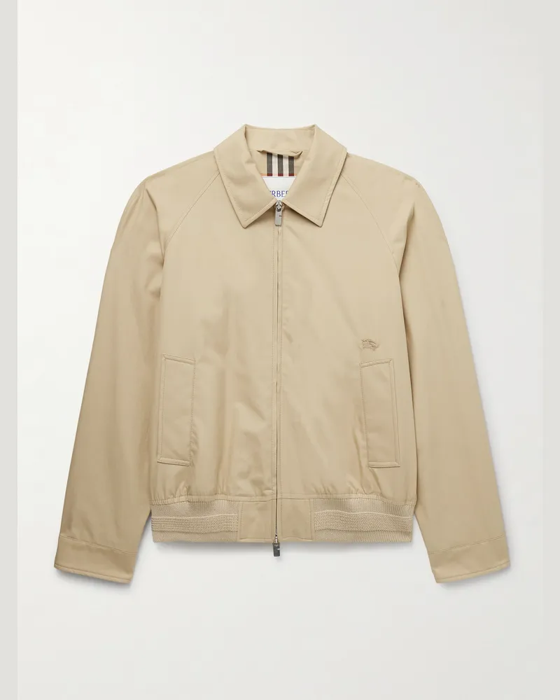 Burberry Harrington-Jacke aus Baumwoll-Twill mit Logostickerei Neutral