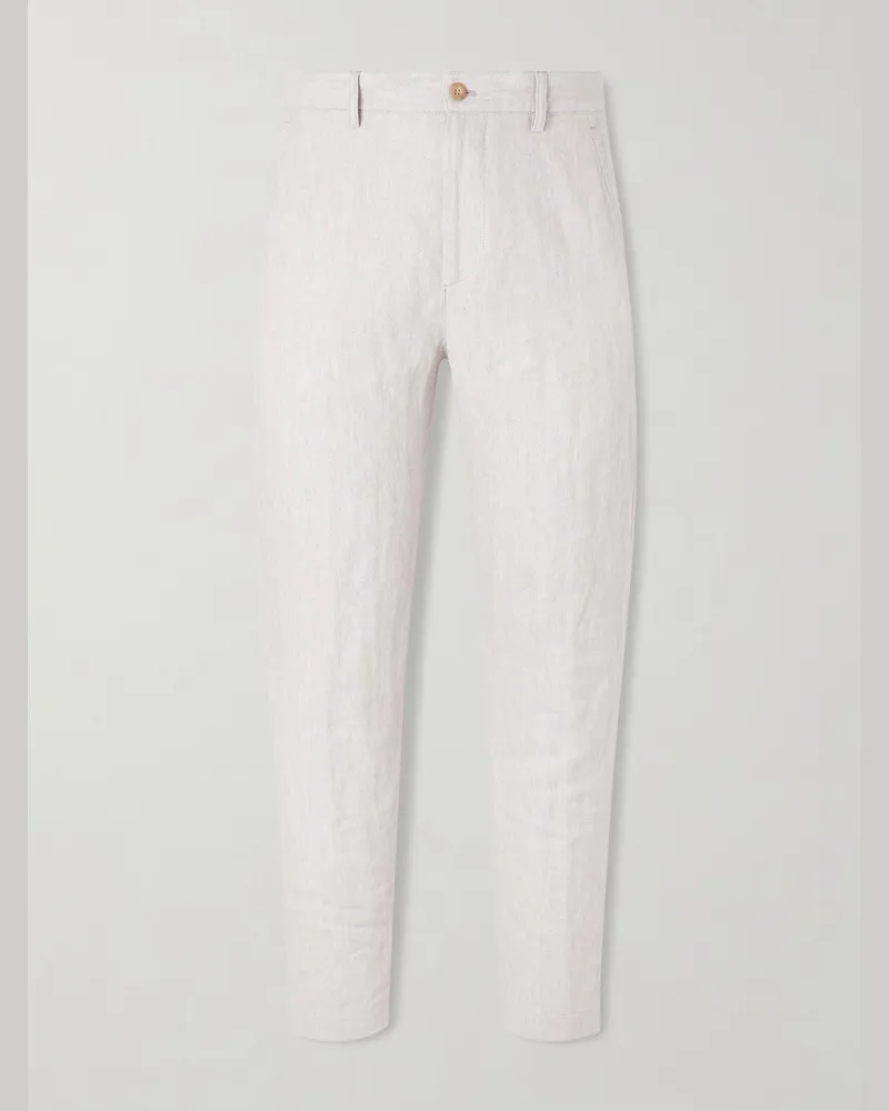 Dries van Noten Straight-Leg Herringbone Cotton-Blend Trousers Neutrals