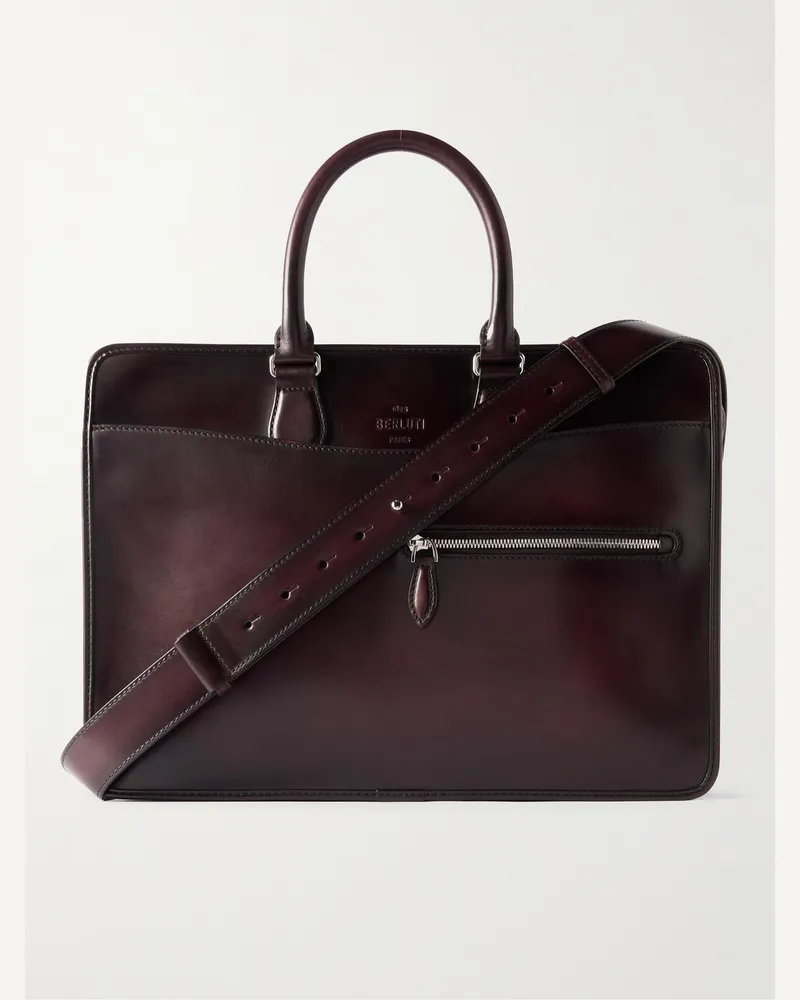 Berluti Un Jour Aktentasche aus Venezia-Leder Braun