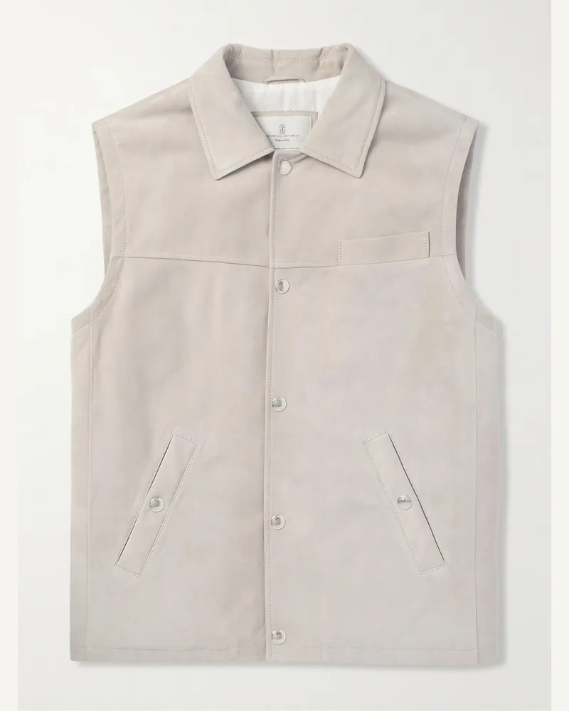 Brunello Cucinelli Weste aus Veloursleder Neutral