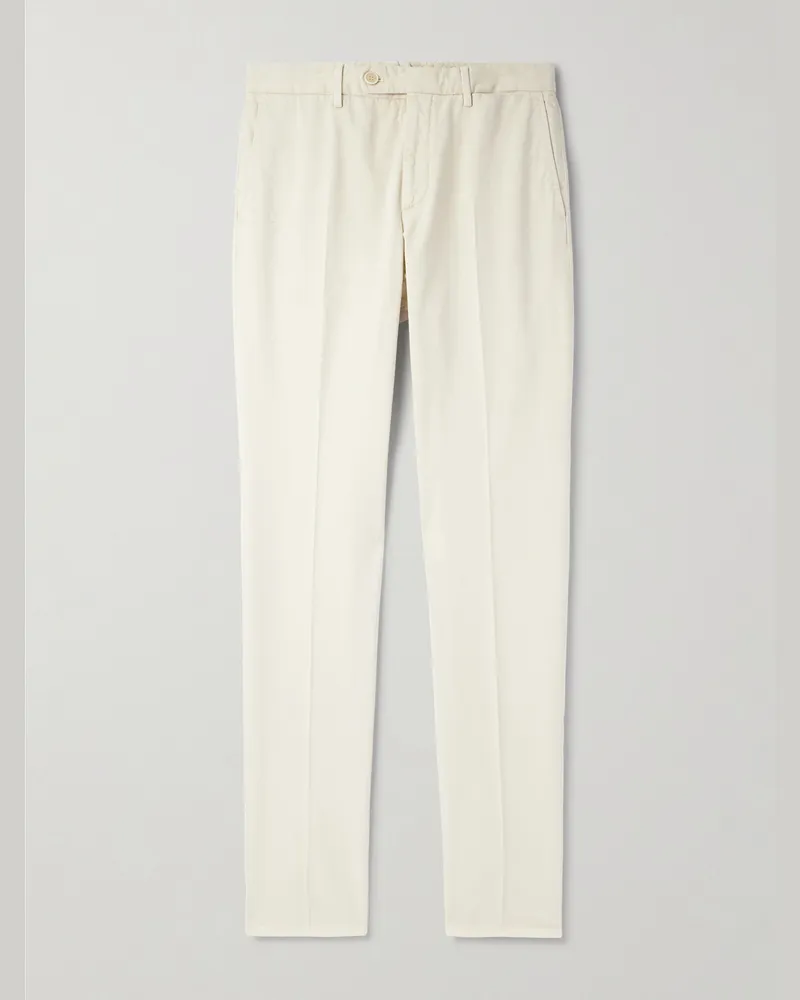 Incotex Venezia 1951 schmal geschnittene und schmaler zulaufende Hose aus Baumwoll-Twill in Stückfärbung Gelb