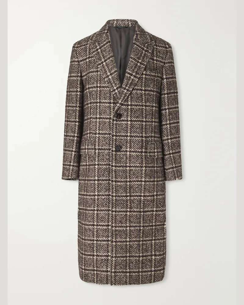 Dolce & Gabbana Checked Wool-Blend Tweed Coat Brown