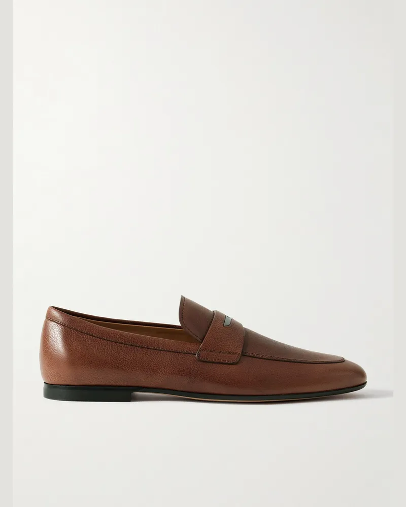 TOD'S Pennyloafers aus vollnarbigem Leder mit Logoverzierung Braun
