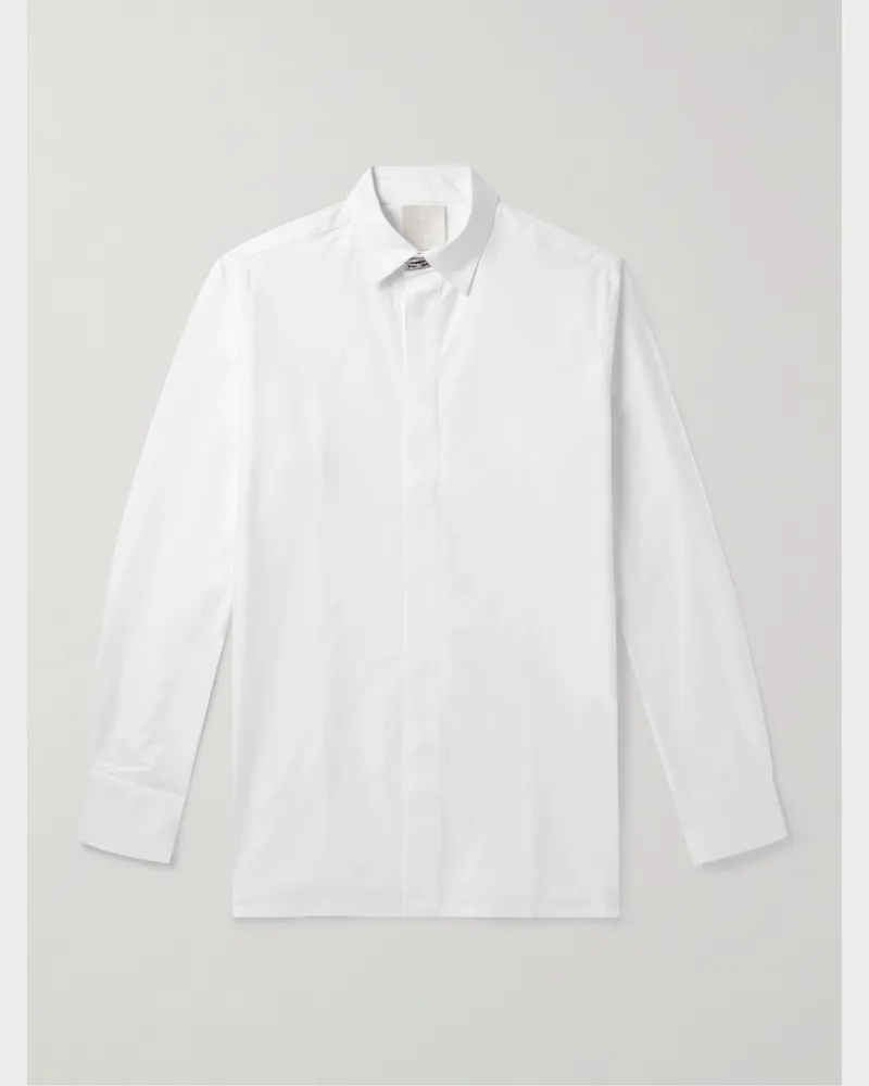 Givenchy Hemd aus Baumwoll-Oxford mit Logoverzierung Weiß