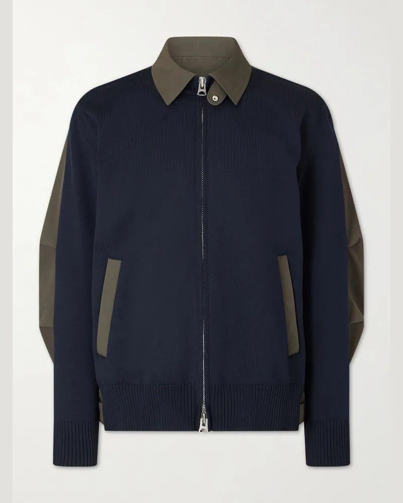 Sacai Knitted and Shell Jacket Blue