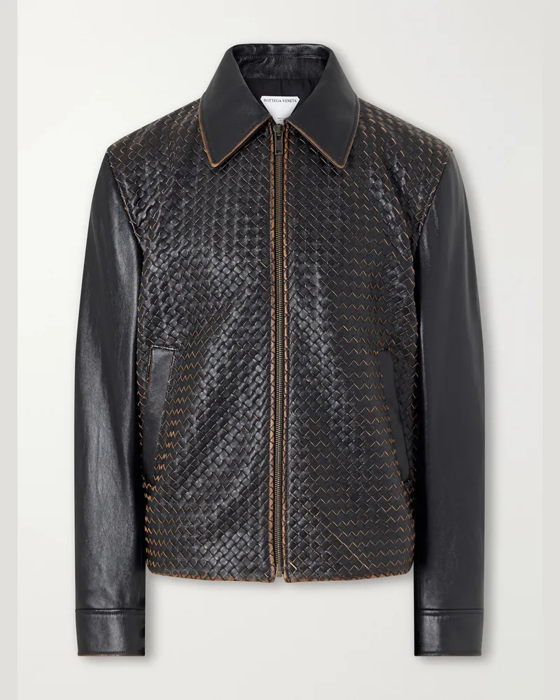 Bottega Veneta Intrecciato Leather Jacket Black