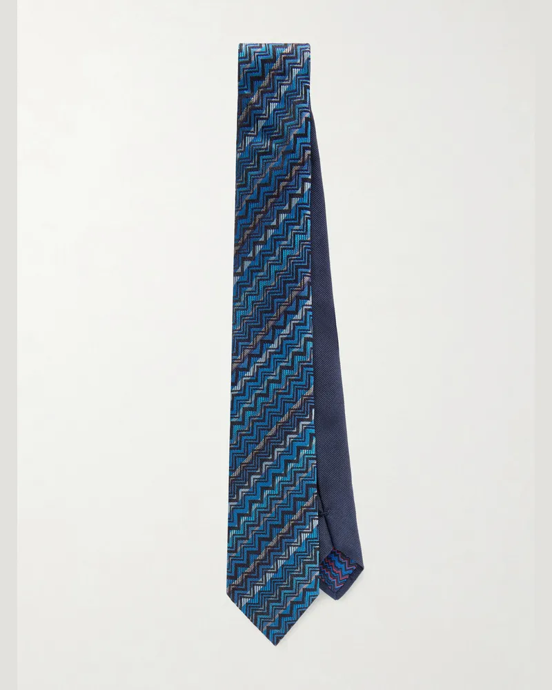 Missoni 7cm Striped Silk-Jacquard Tie Blue