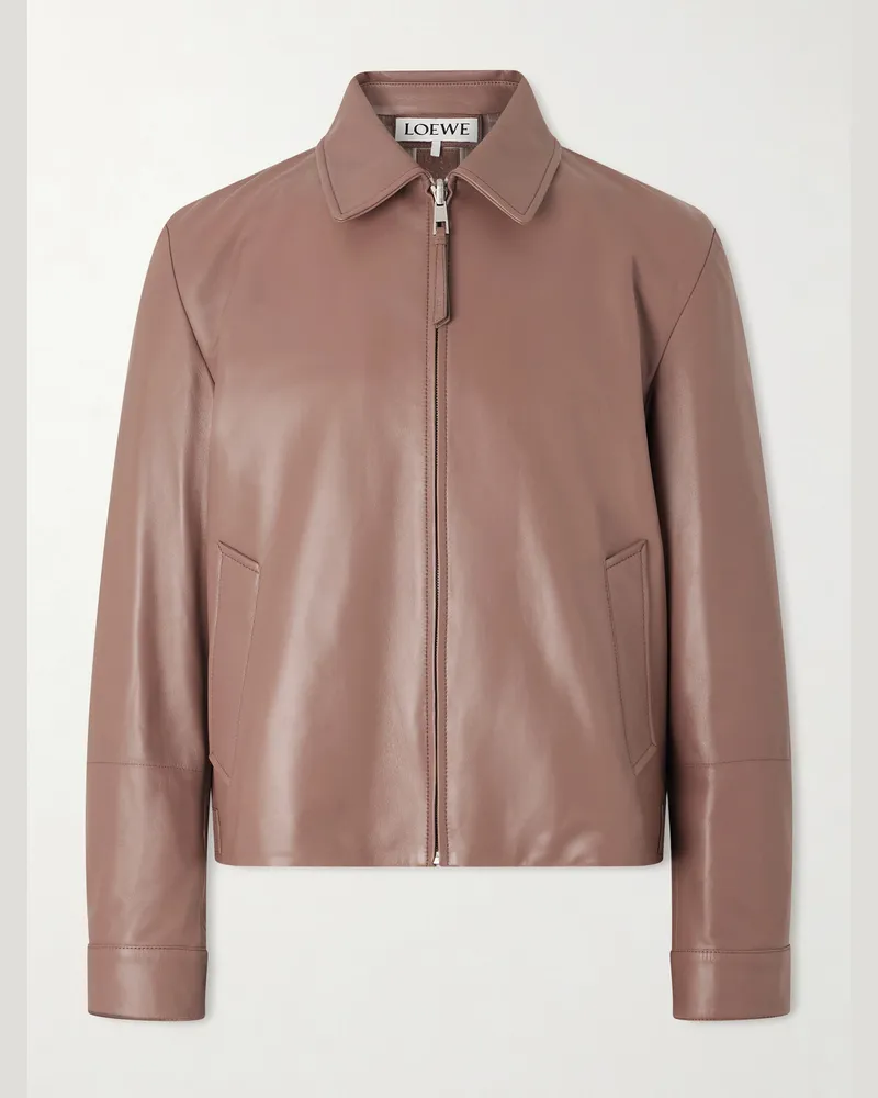 Loewe Wendbare Lederjacke mit Reißverschluss Braun