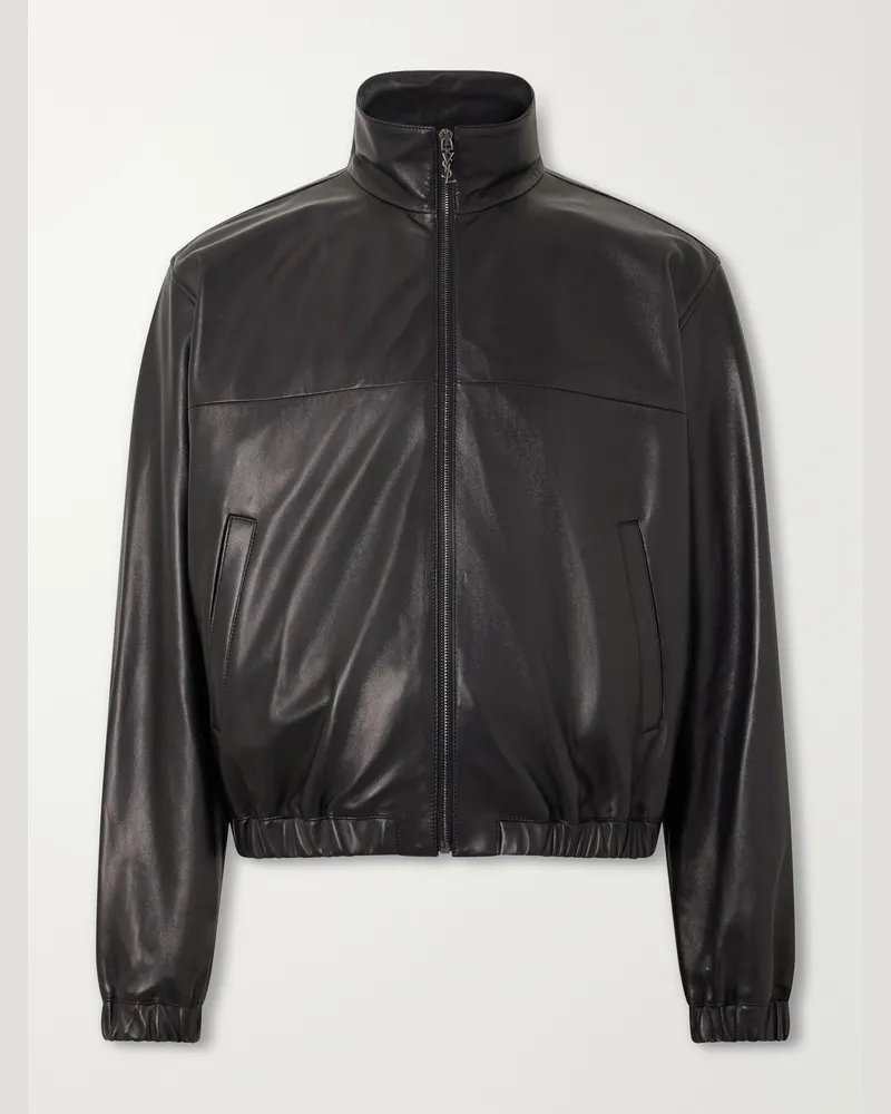 Saint Laurent Leather Blouson Jacket Black