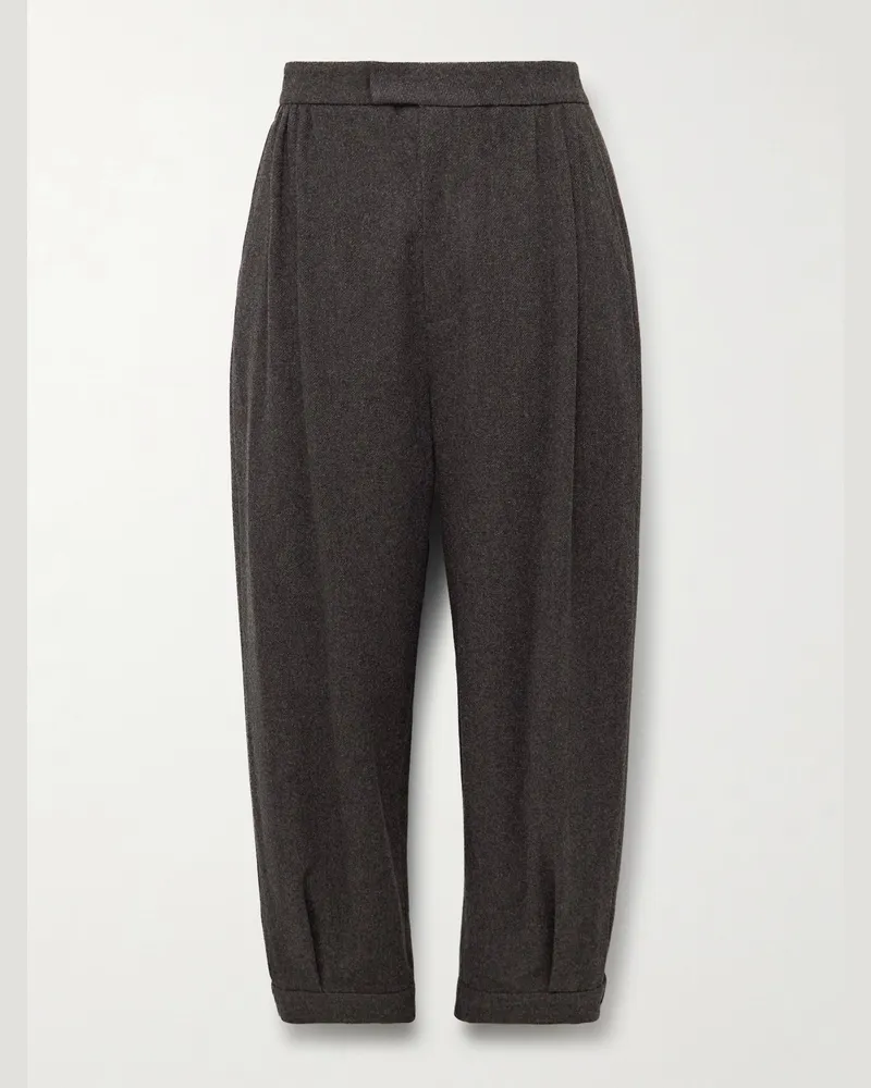 AMOMENTO Schmal zulaufende Hose aus Wolle Braun