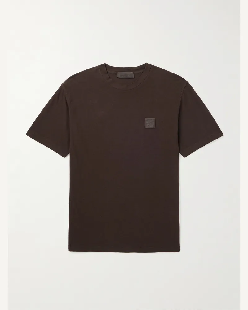 Stone Island GHOST Logo-Appliquéd Cotton-Jersey T-Shirt Brown