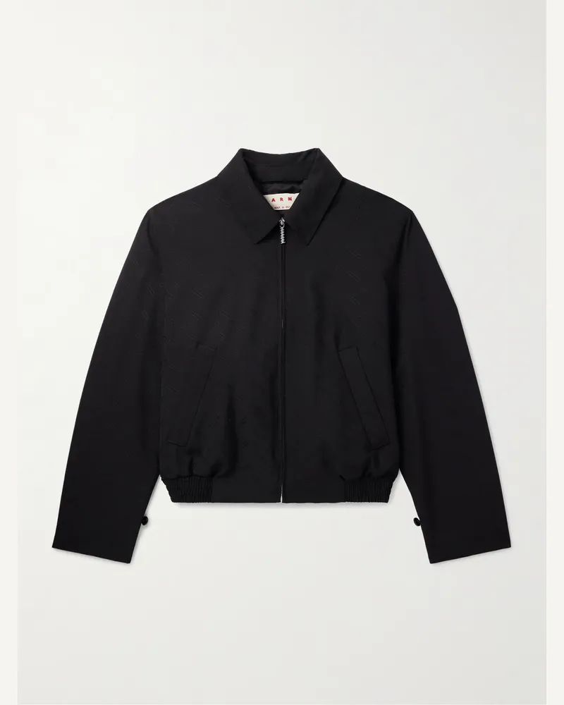 Marni Confetti Embroidered Wool Blouson Jacket Black
