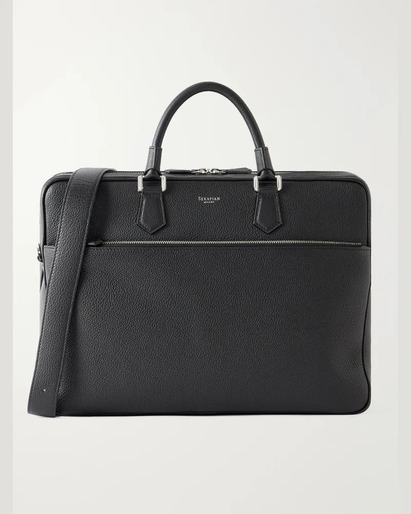 Serapian Full-Grain Leather Briefcase Black