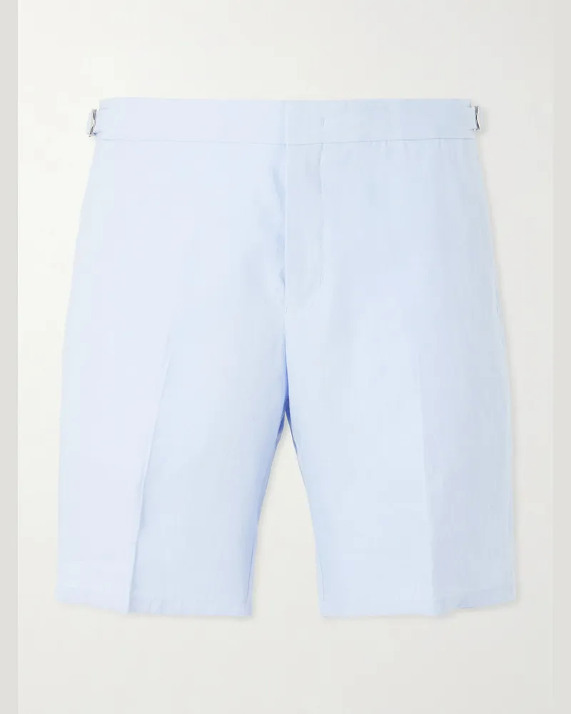 Orlebar Brown Norwich Straight-Leg Linen Shorts Blue
