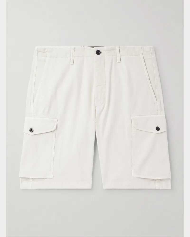 Incotex Gerade geschnittene Cargoshorts aus einer strukturierten Baumwollmischung Neutral