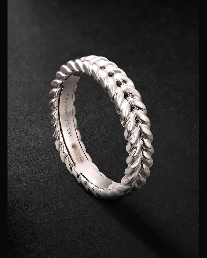 ANITA KO Ring aus geflochtenem 18 Karat Weißgold Silber