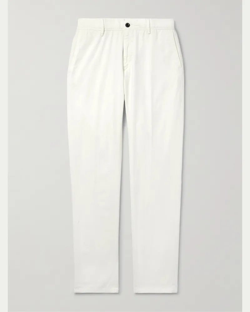 Incotex Schmal geschnittene Hose aus Panama-Canvas aus Stretch-Baumwolle Weiß