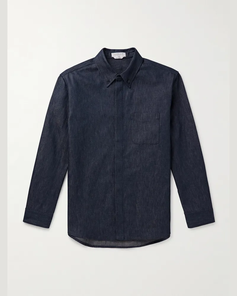 Gabriela Hearst Cholul Hemd aus Chambray aus einer Baumwoll-Leinenmischung mit Button-Down-Kragen Blau