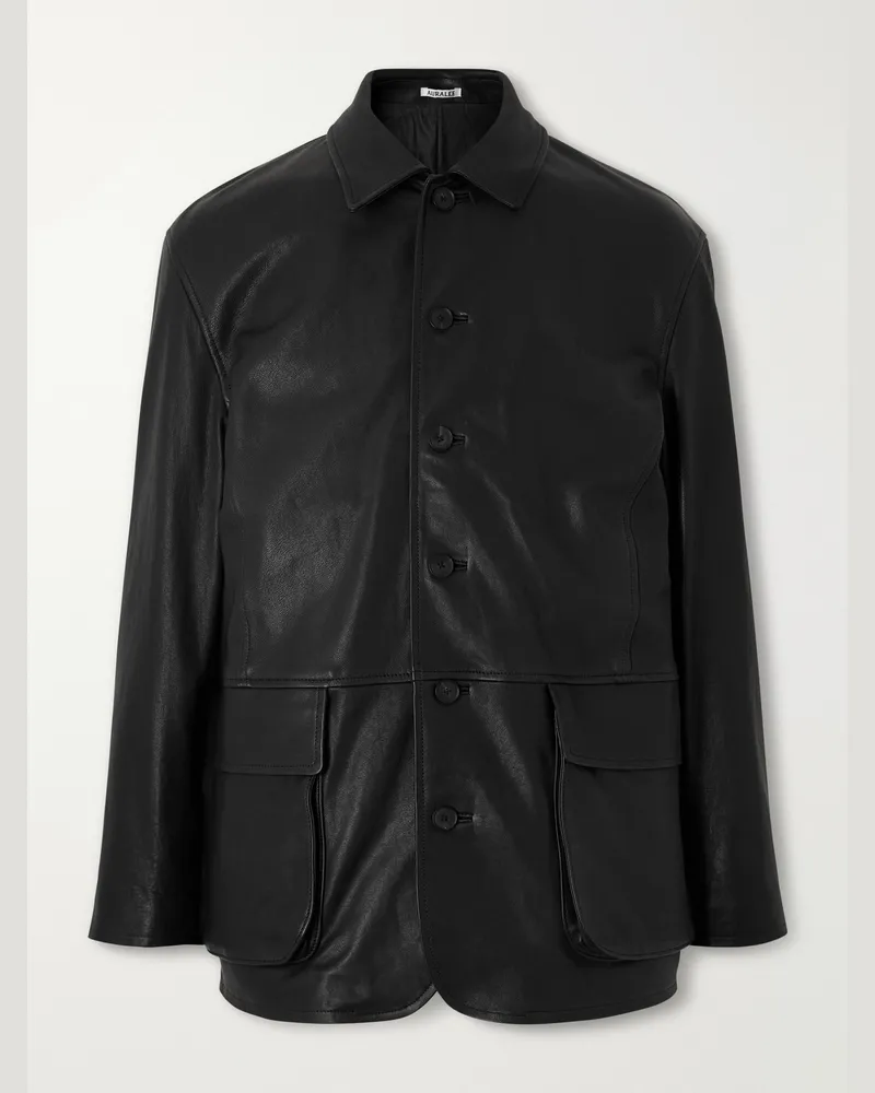 AURALEE Full-Grain Leather Jacket Black