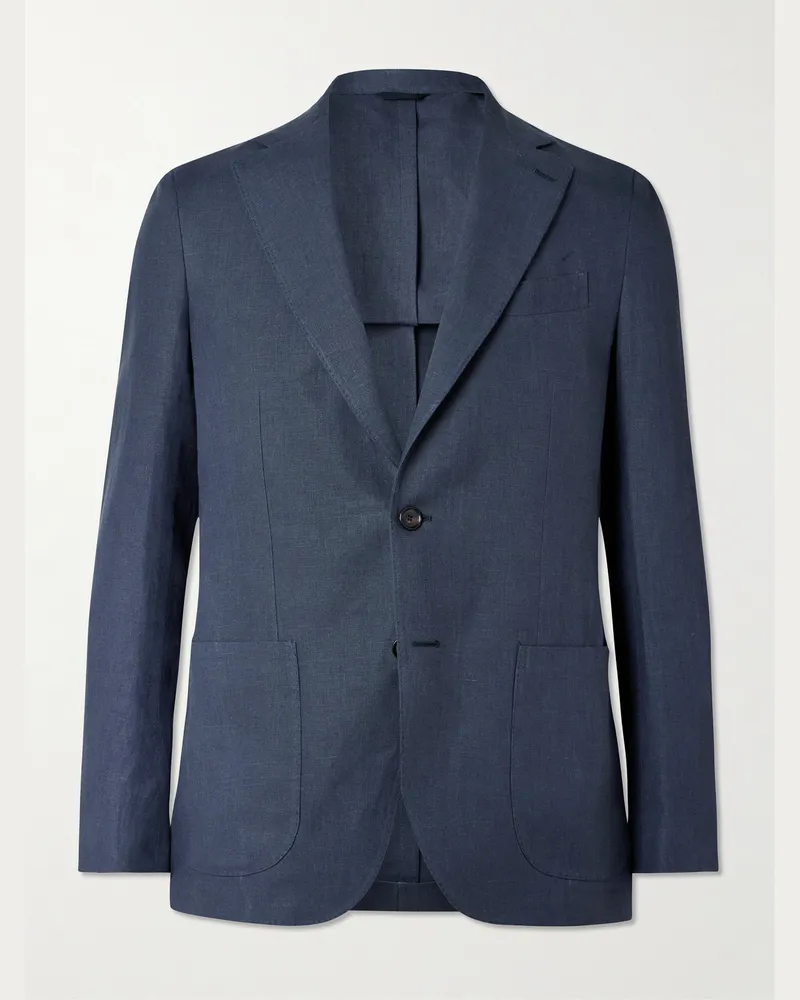 De Petrillo Sakko aus Leinen Blau