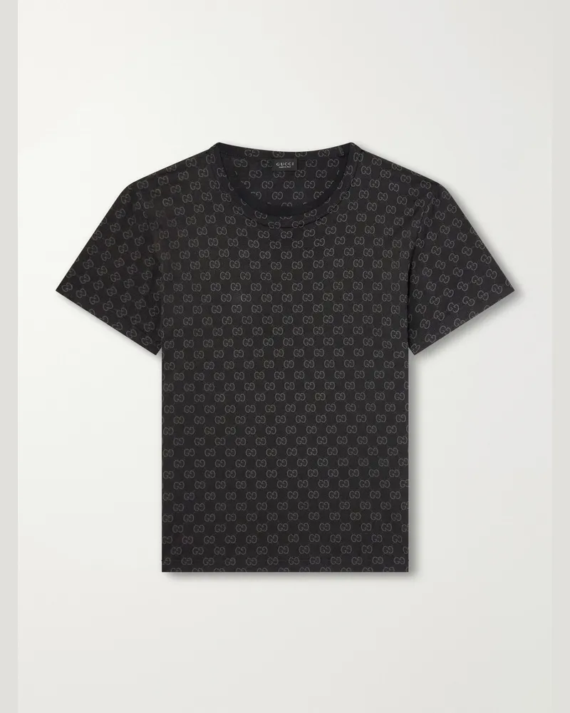 Gucci Monogram-Printed Cotton-Jersey T-Shirt Black