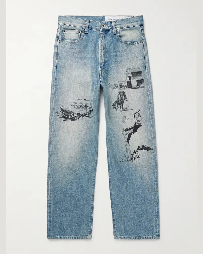 Neighborhood One of These Days Straight-Leg Printed Jeans Blue