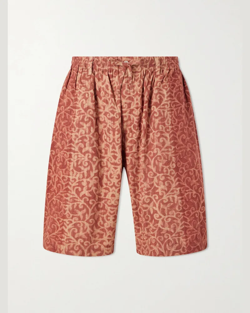 KARDO Milo Shibori Straight-Leg Printed Cotton Shorts Orange