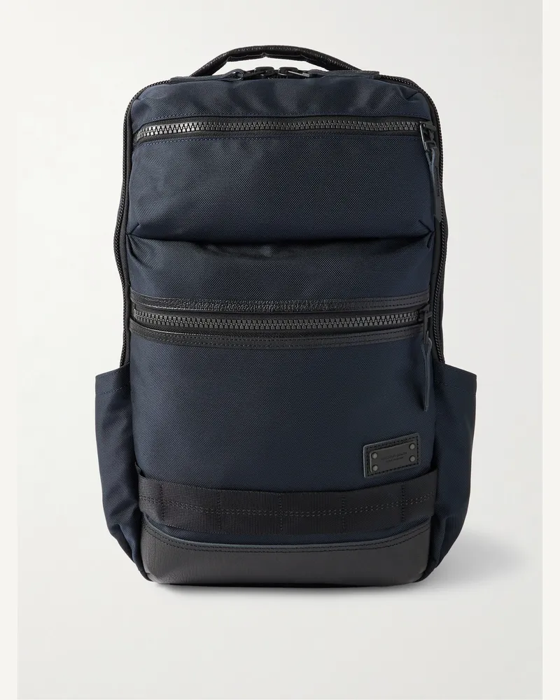 MASTER PIECE Rise Ver.2 Leather-Trimmed Mastertex-09 Backpack Blue