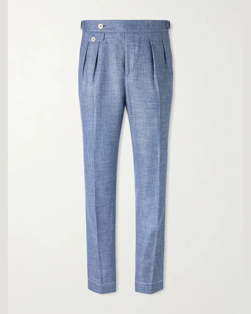 Brunello Cucinelli Straight-Leg Virgin Wool-Blend Suit Trousers Blue