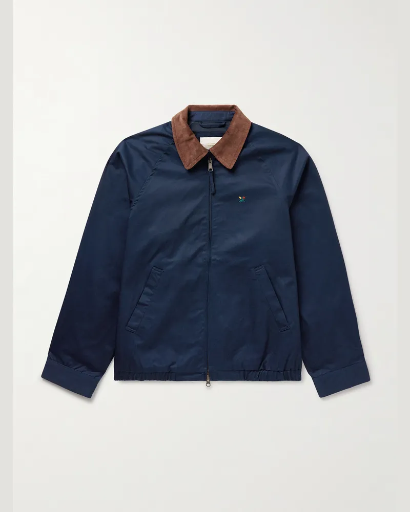 Aimé Leon Dore Blouson aus Baumwoll-Twill mit Logostickerei und Cordbesatz Blau