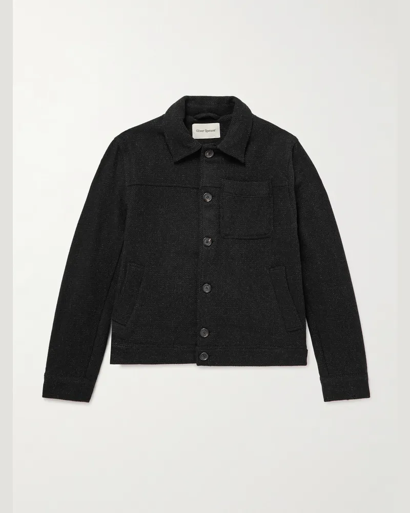 Oliver Spencer Buffalo Wool-Blend Jacket Black