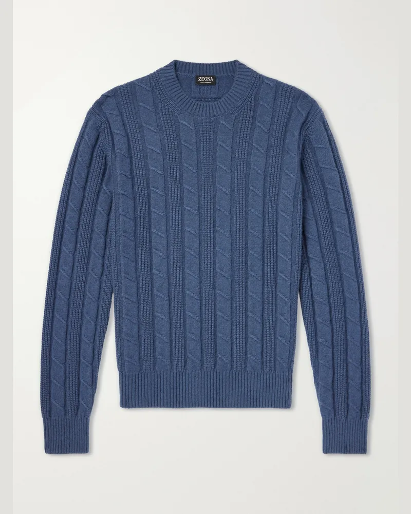 Ermenegildo Zegna Oasi Knitted Cashmere Sweater Blue