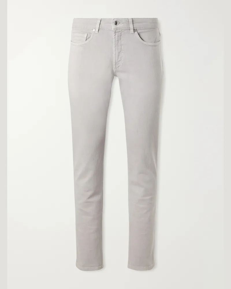 Peter Millar Fairfield Straight-Leg Garment-Dyed Jeans Gray